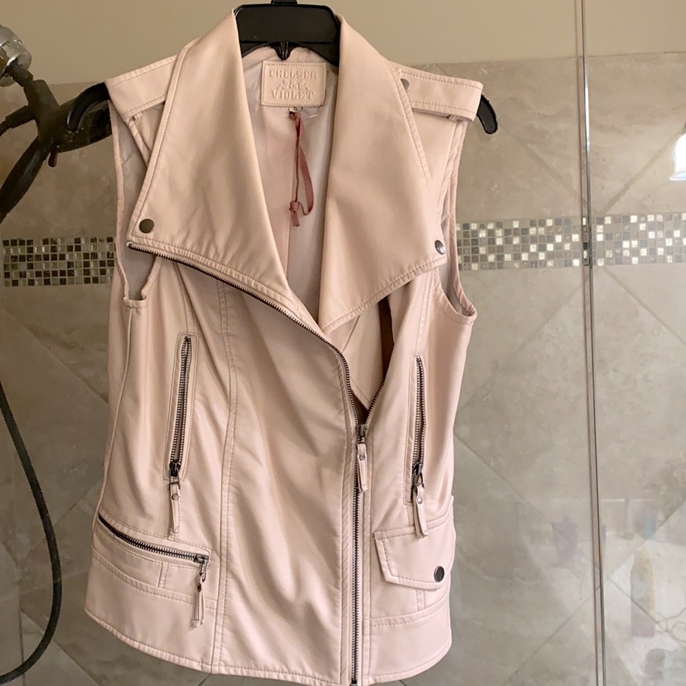 Chelsey and Violet soft pink leather like vest.